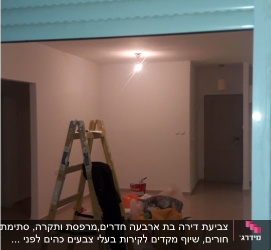 סולם, דליים ומברשת לצביעת קירות